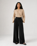 Ruffled Wide-Leg Trousers
