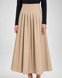 Blended Cotton Pleated Skirt