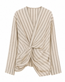 Linen-Blend Knotted Blouse