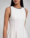 Contrast-Stripe Linen Dress