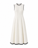 Contrast-Stripe Linen Dress