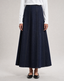 Contrast-Stitch Denim Skirt
