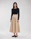 Blended Cotton Pleated Skirt