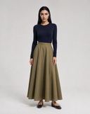 Stitched Cotton Poplin Skirt
