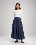 Linen–Tencel Full-Circle Skirt