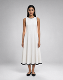 Contrast-Stripe Linen Dress