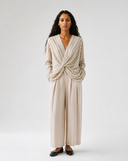 Linen-Blend Knotted Blouse