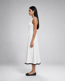 Contrast-Stripe Linen Dress