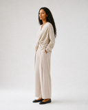 Linen-Blend Knotted Blouse