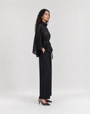 Honeycomb-Textured Belted Poncho