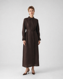 Embroidered Collar Linen Dress
