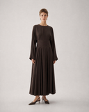 Draped Belted Flowing Dress