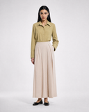 Natural Linen-Blend Skirt Trousers