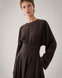 Draped Belted Flowing Dress