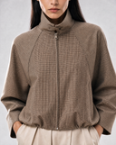 Houndstooth-Pattern Bomber Jacket